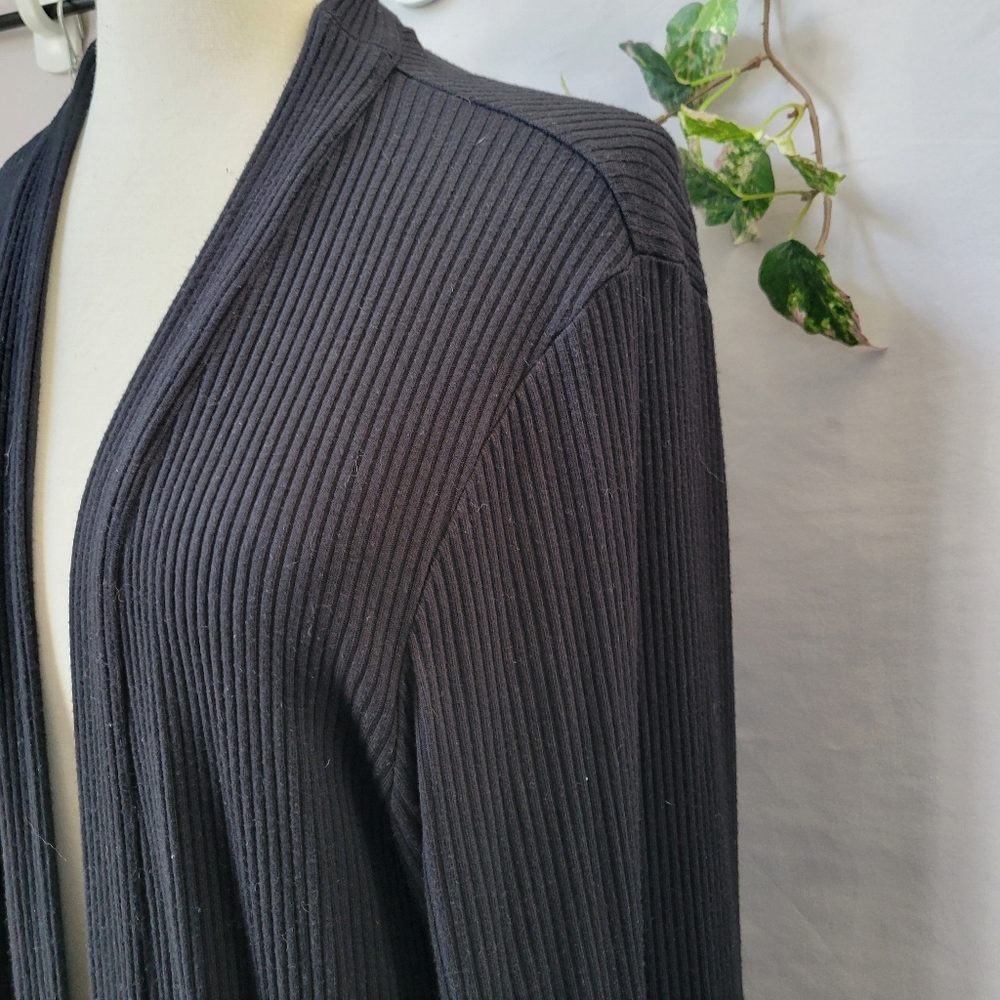 Whimsy + Row Frances Ribbed Modal Robe Duster Cardigan‎ Black M - Picture 11 of 16